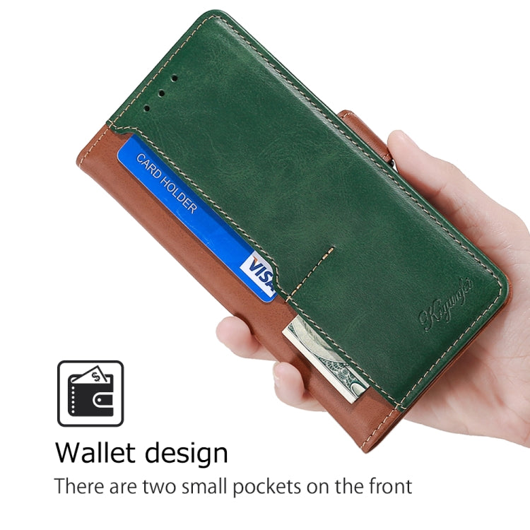 For Samsung Galaxy S24 5G Contrast Color Side Buckle Leather Phone Case(Light Brown + Green)