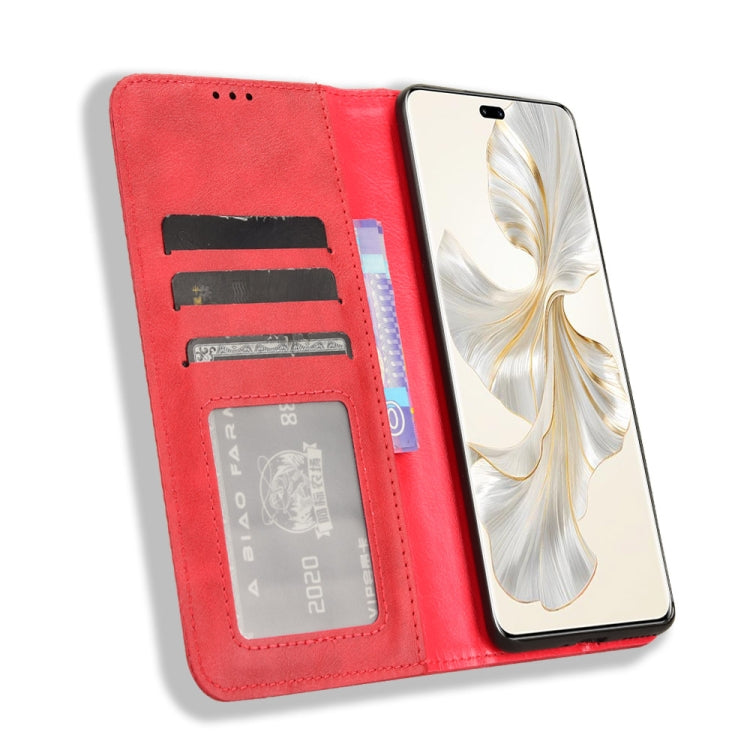 For Honor 100 Pro 5G Magnetic Buckle Retro Texture Leather Phone Case(Red)