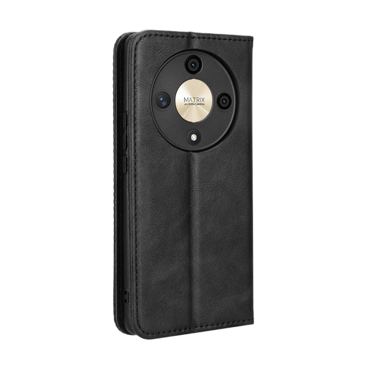 For Honor X9b 5G Magnetic Buckle Retro Texture Leather Phone Case(Black)
