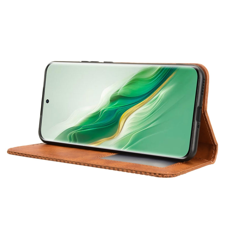 For Honor Magic6 5G Magnetic Buckle Retro Texture Leather Phone Case(Brown)