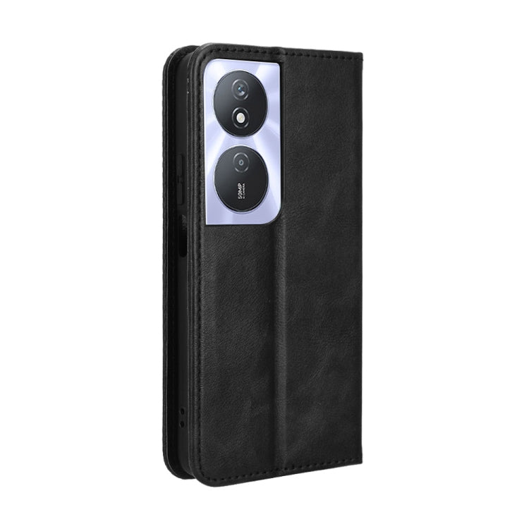 For Honor Play 50 Plus Magnetic Buckle Retro Texture Leather Phone Case(Black)