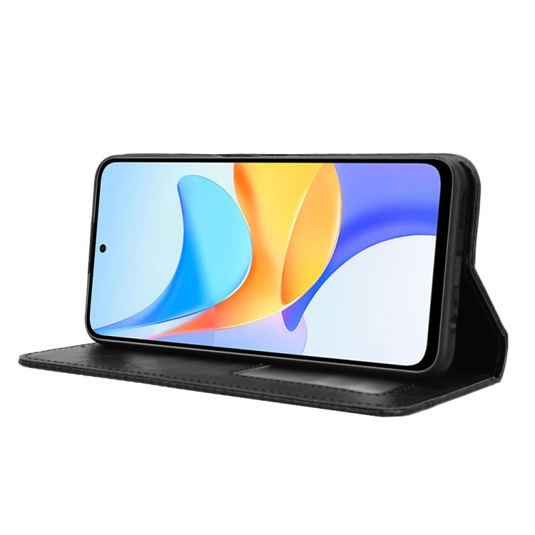 For Honor Play 50 Plus Magnetic Buckle Retro Texture Leather Phone Case(Black)