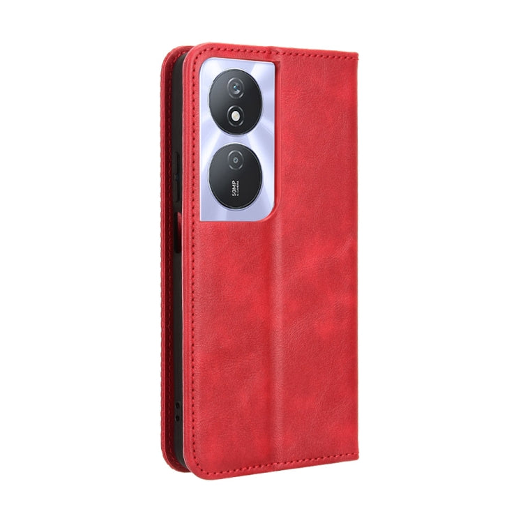 For Honor Play 50 Plus Magnetic Buckle Retro Texture Leather Phone Case(Red)