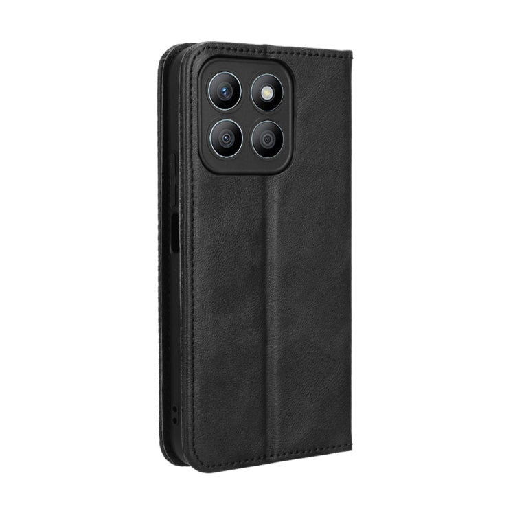 For Honor X8b 4G Magnetic Buckle Retro Texture Leather Phone Case(Black)