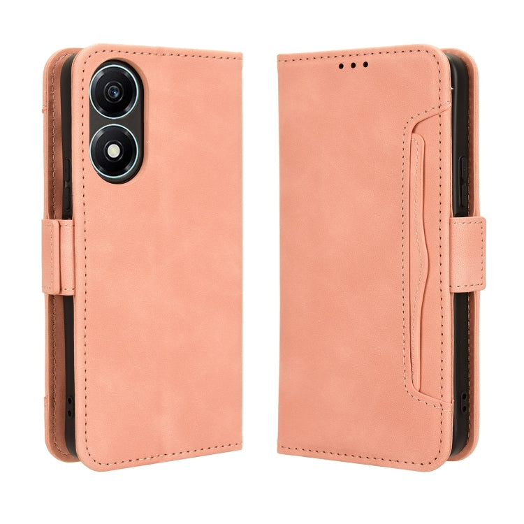 For Honor X5 Plus Skin Feel Calf Texture Card Slots Leather Phone Case(Pink)