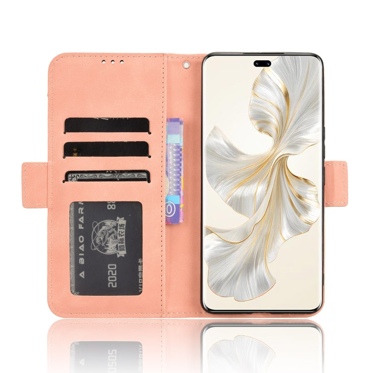 For Honor 100 Pro 5G Skin Feel Calf Texture Card Slots Leather Phone Case(Pink)