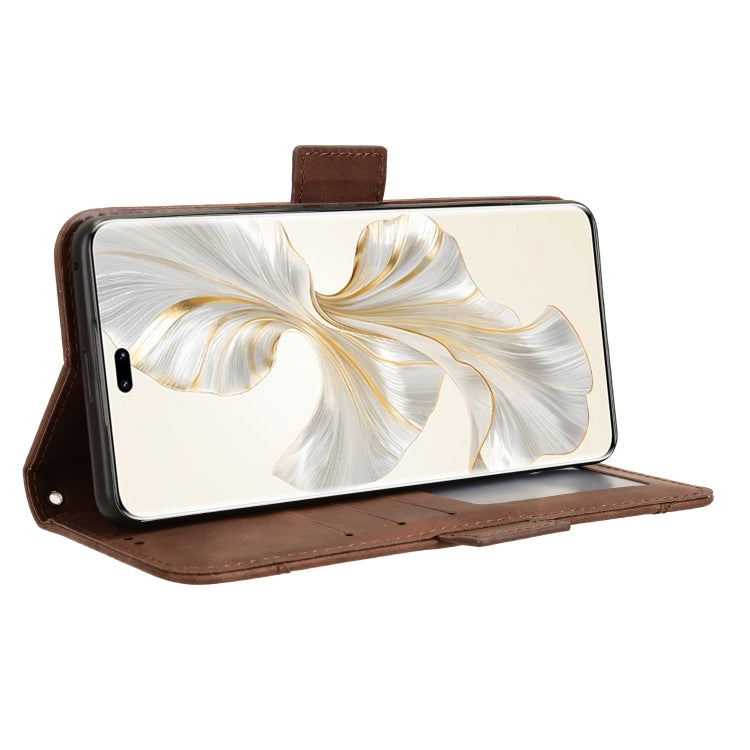 For Honor 100 Pro 5G Skin Feel Calf Texture Card Slots Leather Phone Case(Brown)