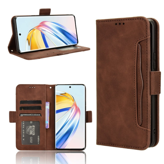 For Honor X9b 5G Skin Feel Calf Texture Card Slots Leather Phone Case(Brown)