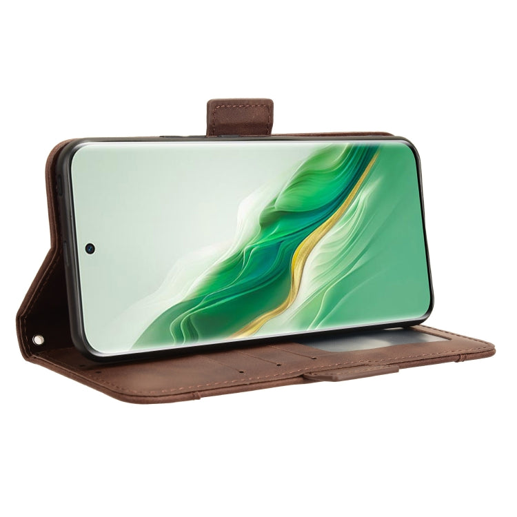 For Honor Magic6 5G Skin Feel Calf Texture Card Slots Leather Phone Case(Brown)