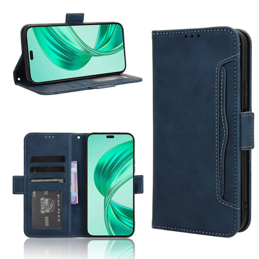 For Honor X8b 4G Skin Feel Calf Texture Card Slots Leather Phone Case(Blue)