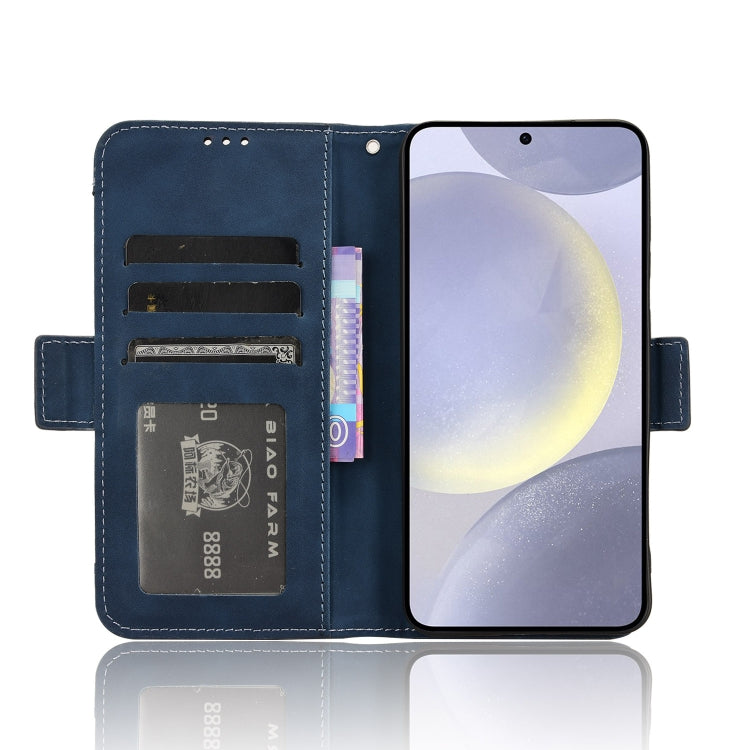 For Samsung Galaxy S24 5G Skin Feel Calf Texture Card Slots Leather Phone Case(Blue)