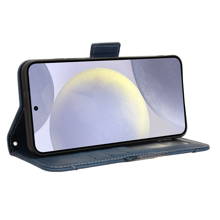 For Samsung Galaxy S24 5G Skin Feel Calf Texture Card Slots Leather Phone Case(Blue)
