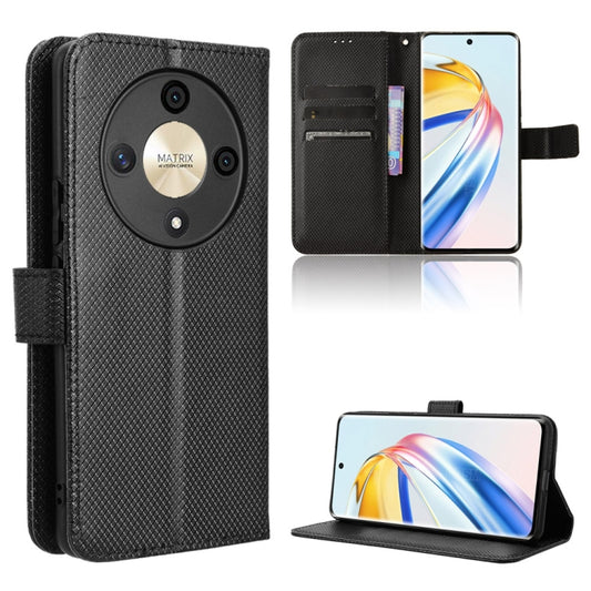 For Honor X9b 5G Diamond Texture Leather Phone Case(Black)