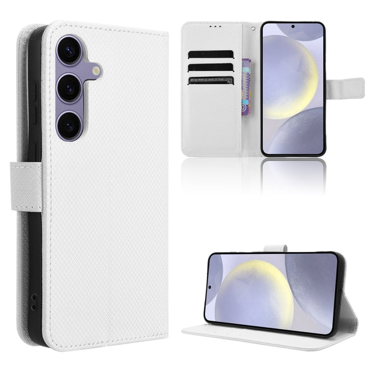 For Samsung Galaxy S24 5G Diamond Texture Leather Phone Case(White)