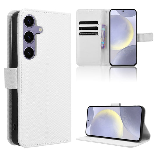 For Samsung Galaxy S24 5G Diamond Texture Leather Phone Case(White)