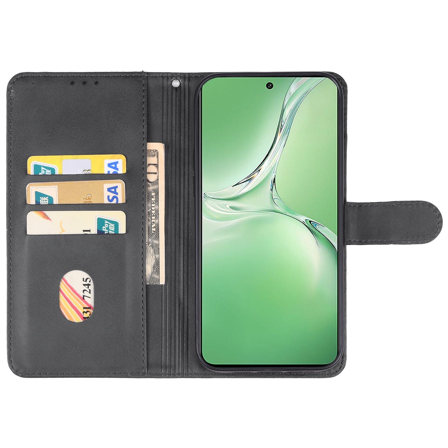 For OPPO K12 Leather Phone Case(Black)