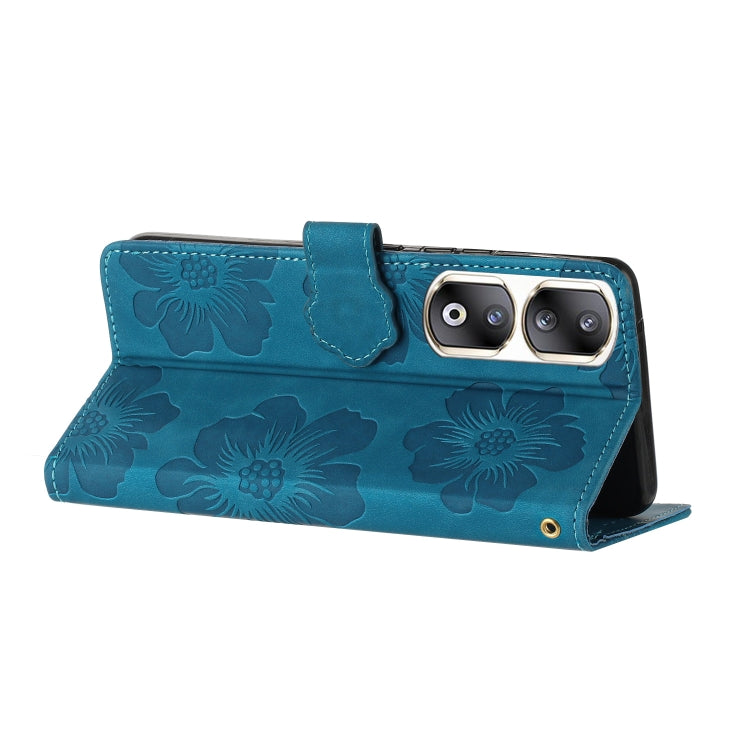 For Honor 90 Pro Flower Embossing Pattern Leather Phone Case(Blue)