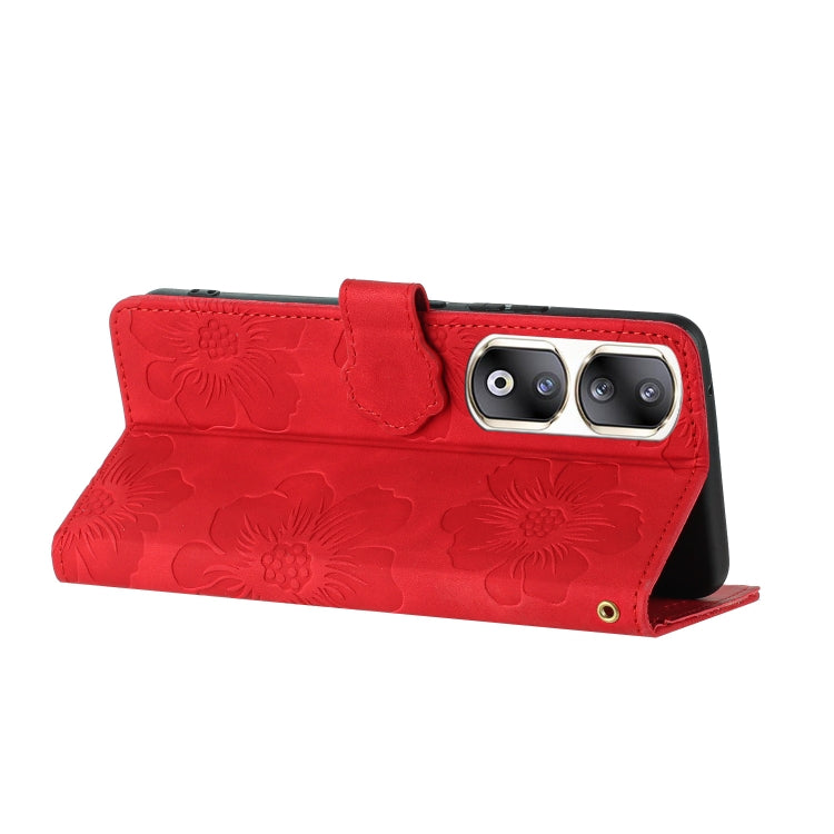 For Honor 90 Pro Flower Embossing Pattern Leather Phone Case(Red)