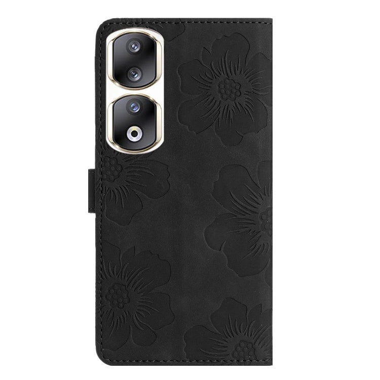 For Honor 90 Pro Flower Embossing Pattern Leather Phone Case(Black)