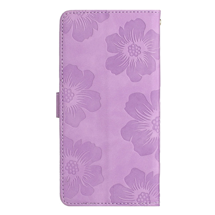 For Honor 90 Flower Embossing Pattern Leather Phone Case(Purple)