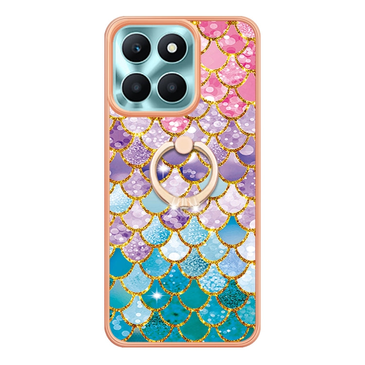 For Honor X6a Electroplating IMD TPU Phone Case with Ring(Colorful Scales)