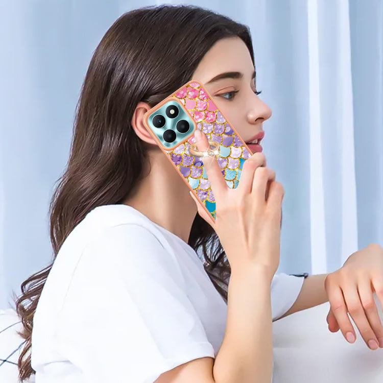 For Honor X6a Electroplating IMD TPU Phone Case with Ring(Colorful Scales)