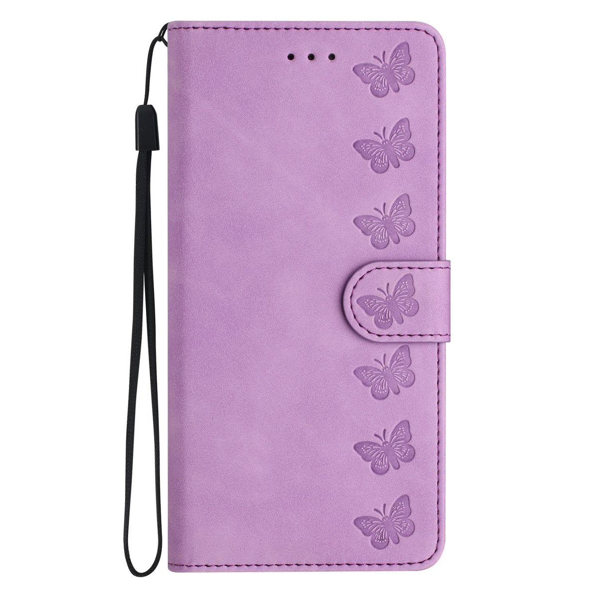 Compatible with iPhone 18 Pro Max & 17 Pro Max Seven Butterflies Embossed Leather Phone Case - Purple