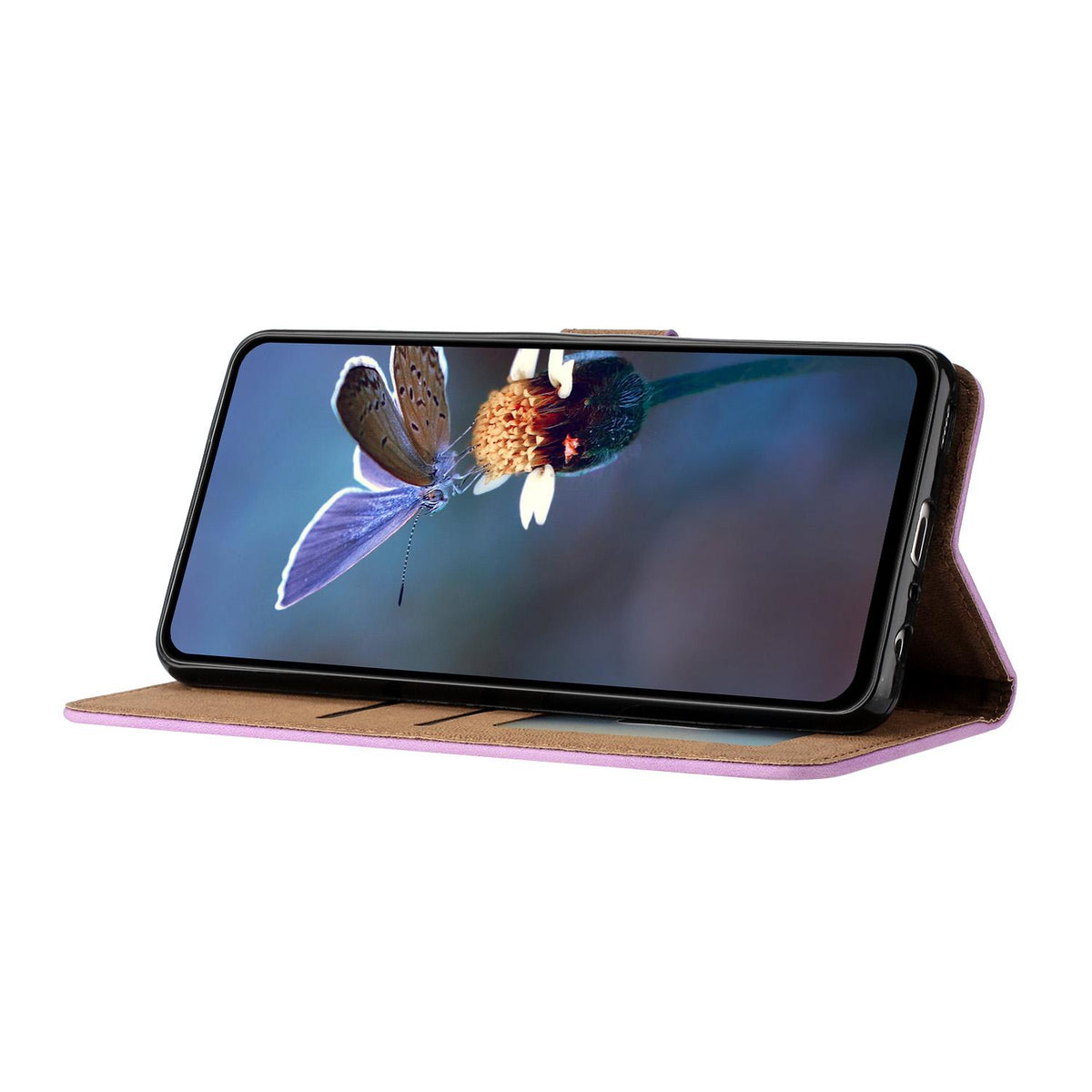 Compatible with iPhone 18 Pro Max & 17 Pro Max Seven Butterflies Embossed Leather Phone Case - Purple