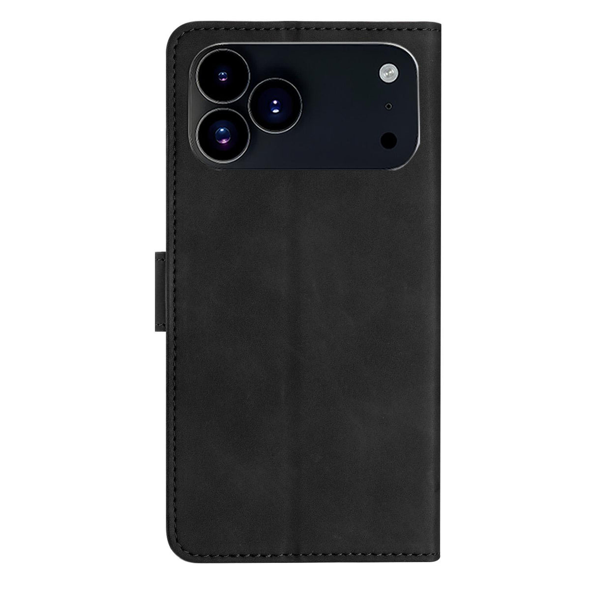 Compatible with iPhone 18 Pro Max & 17 Pro Max Seven Butterflies Embossed Leather Phone Case - Black