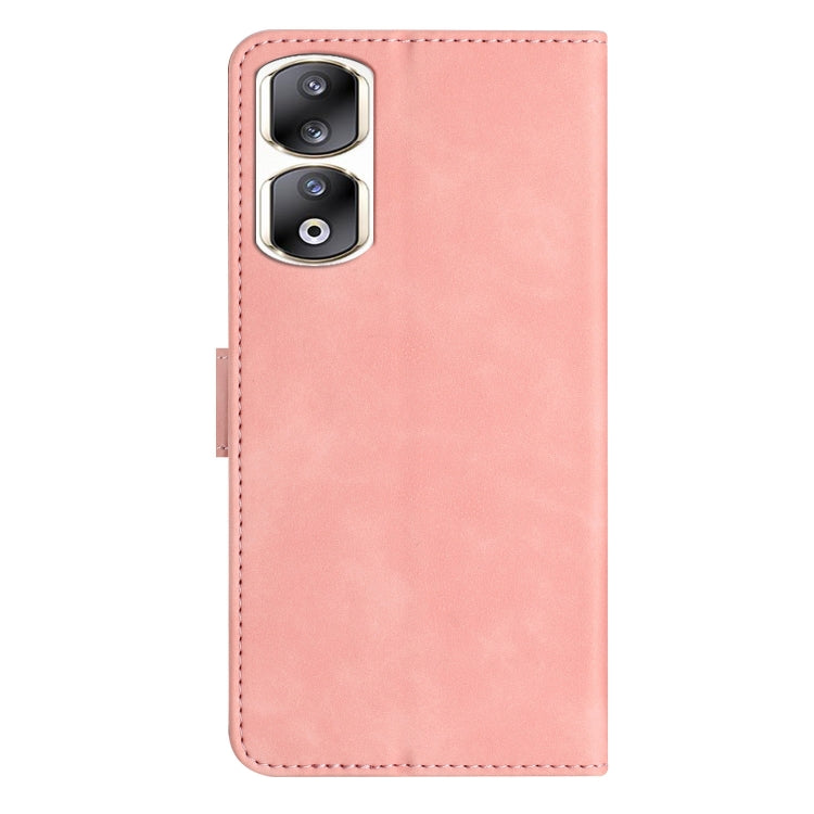 For Honor 90 Pro Seven Butterflies Embossed Leather Phone Case(Pink)