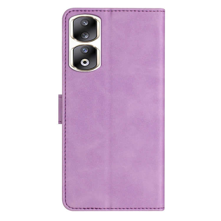 For Honor 90 Pro Seven Butterflies Embossed Leather Phone Case(Purple)