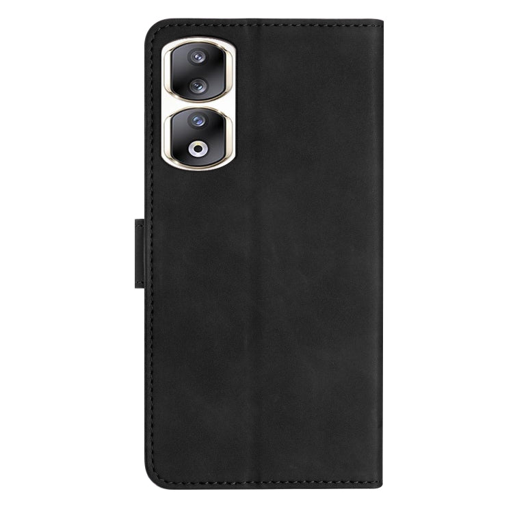 For Honor 90 Pro Seven Butterflies Embossed Leather Phone Case(Black)