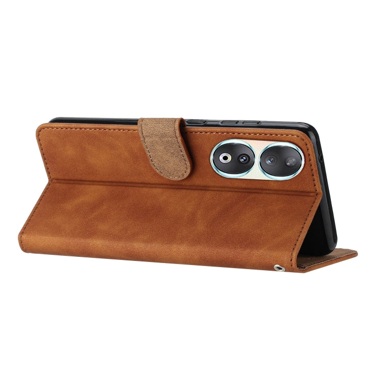 For Honor 90 Seven Butterflies Embossed Leather Phone Case(Brown)