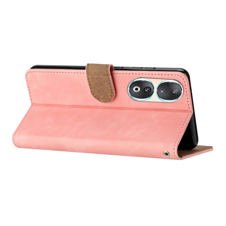 For Honor 90 Seven Butterflies Embossed Leather Phone Case(Pink)