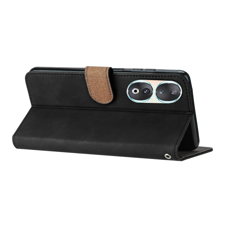 For Honor 90 Seven Butterflies Embossed Leather Phone Case(Black)