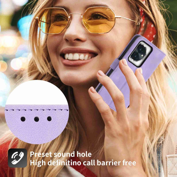 For Honor 100 Skin-feel Flowers Embossed Wallet Leather Phone Case(Purple)