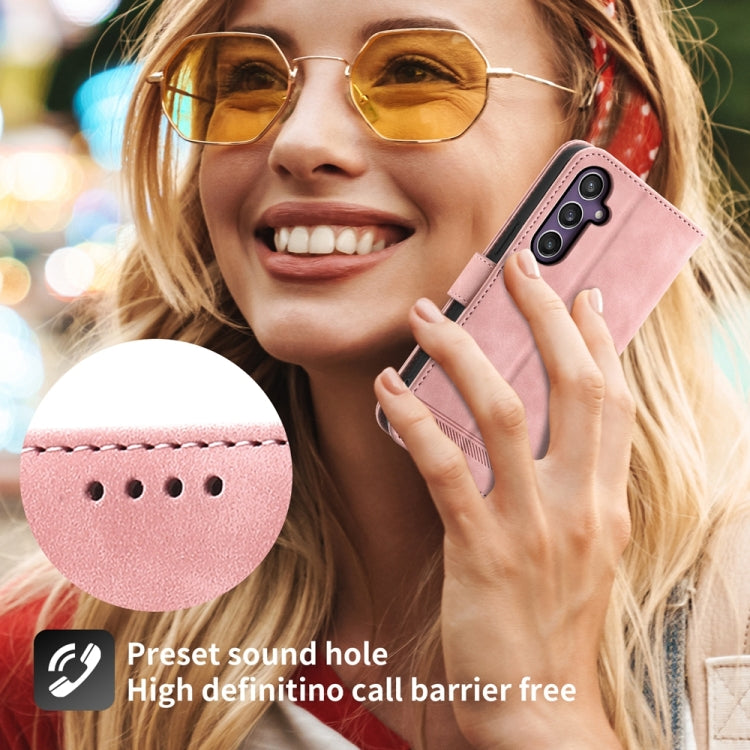 For Samsung Galaxy S24 5G Dierfeng Dream Line TPU + PU Leather Phone Case(Pink)