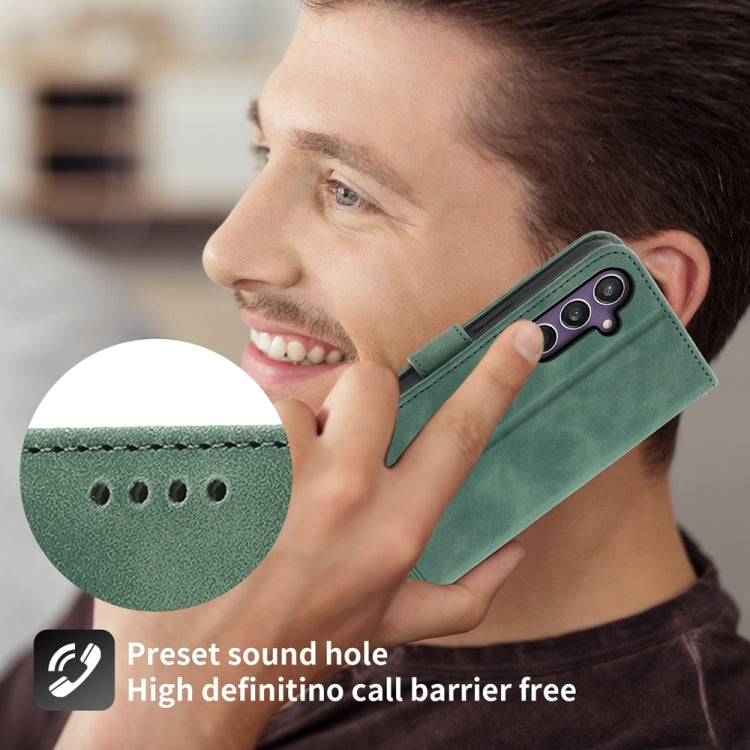 For Samsung Galaxy S24 5G Dierfeng Dream Line TPU + PU Leather Phone Case(Green)