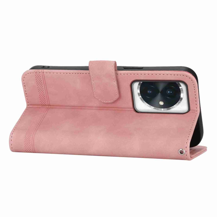 For Honor 100 Dierfeng Dream Line TPU + PU Leather Phone Case(Pink)