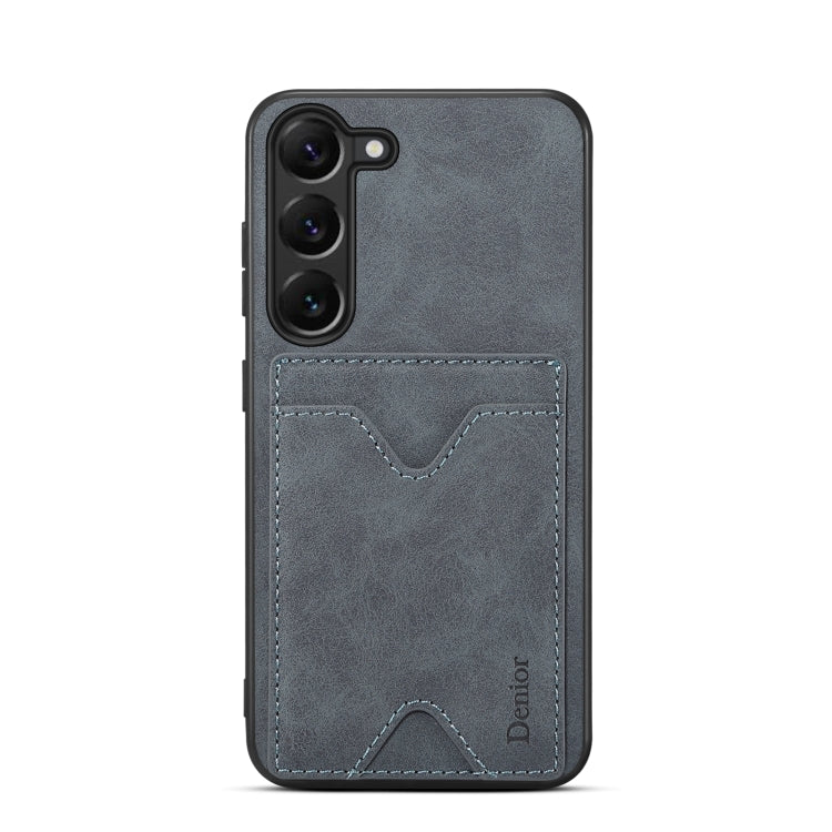 For Samsung Galaxy S24 5G Denior PU Back Cover Card Slot Holder Phone Case(Grey)