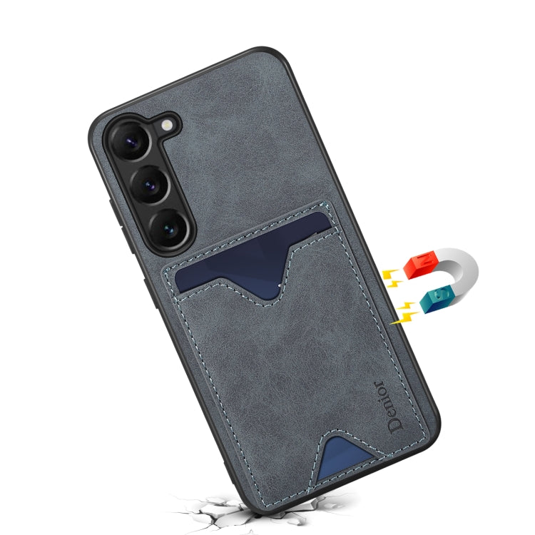 For Samsung Galaxy S24 5G Denior PU Back Cover Card Slot Holder Phone Case(Grey)