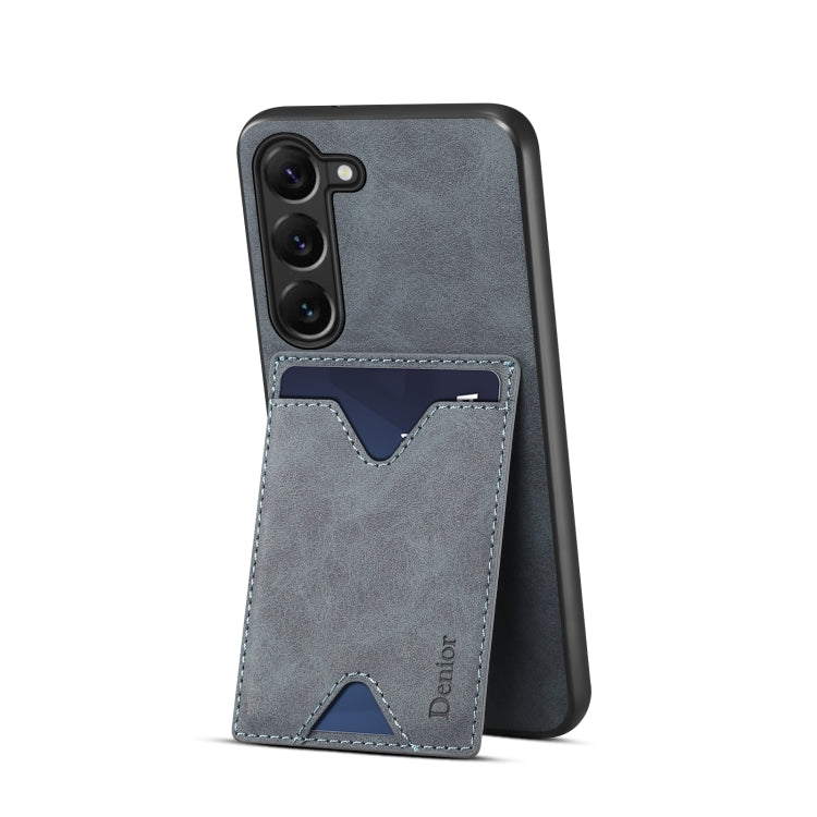 For Samsung Galaxy S24 5G Denior PU Back Cover Card Slot Holder Phone Case(Grey)
