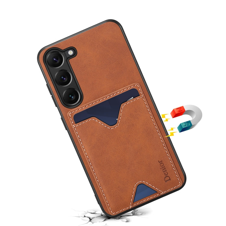 For Samsung Galaxy S24 5G Denior PU Back Cover Card Slot Holder Phone Case(Brown)