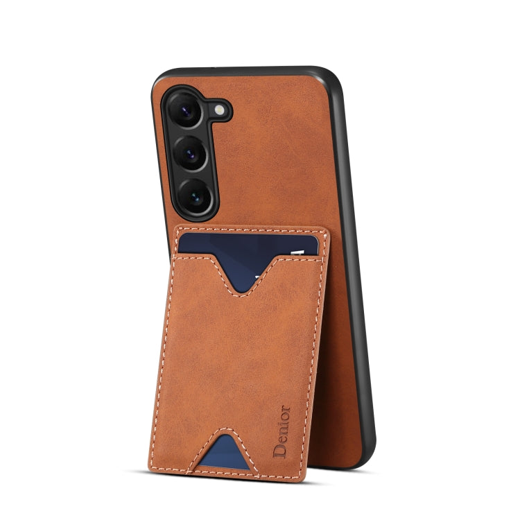 For Samsung Galaxy S24 5G Denior PU Back Cover Card Slot Holder Phone Case(Brown)