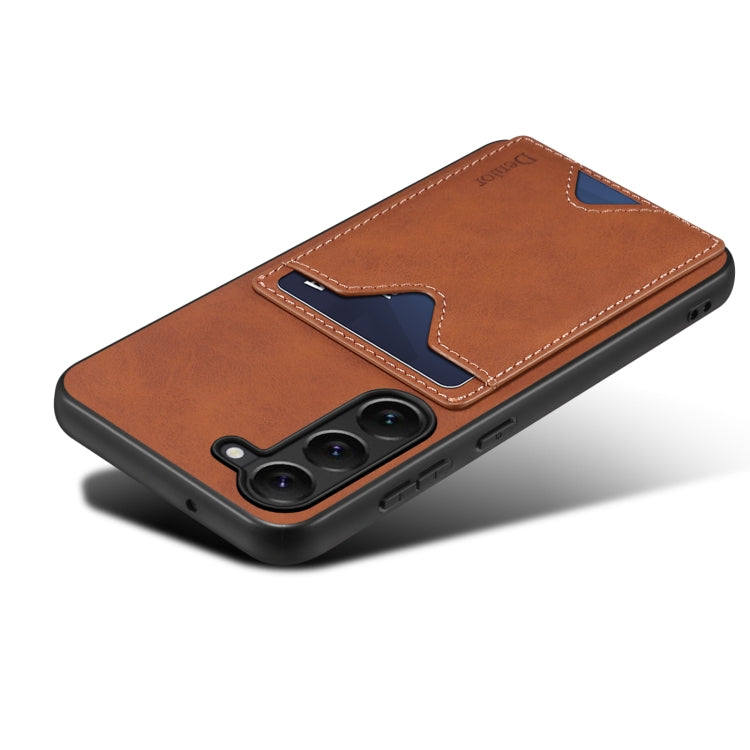 For Samsung Galaxy S24 5G Denior PU Back Cover Card Slot Holder Phone Case(Brown)