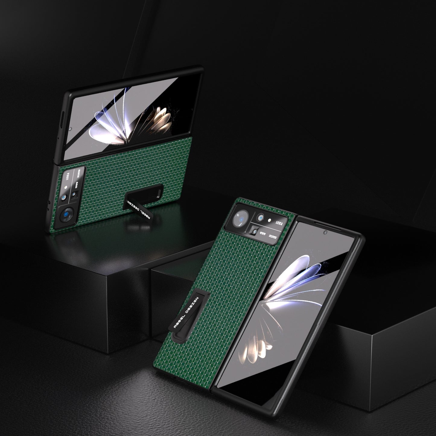 For Xiaomi Mix Fold 2 Integrated Genuine Leather Luxury Series Phone Case with Holder(Night Green)