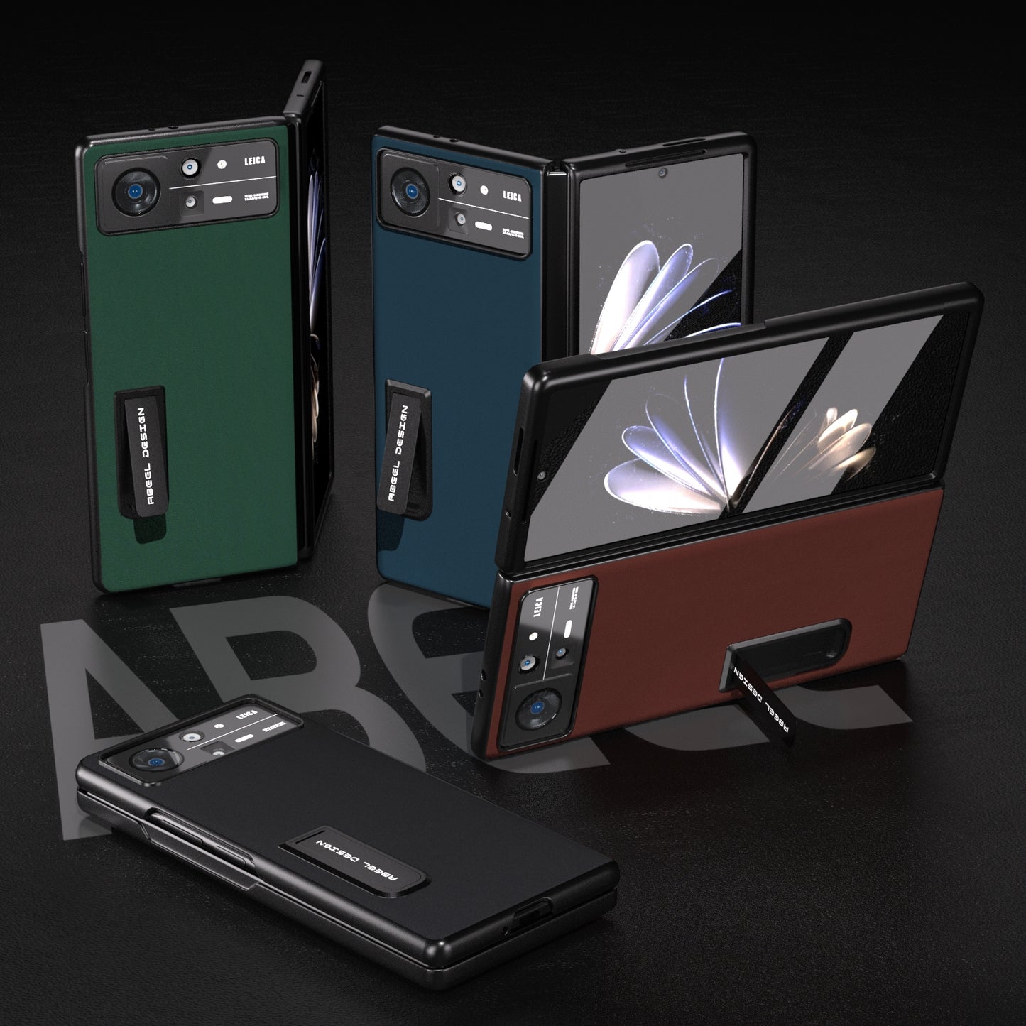 For Xiaomi Mix Fold 2 Integrated Genuine Silky Soft ABEEL Black Edge Phone Case with Holder(Black)