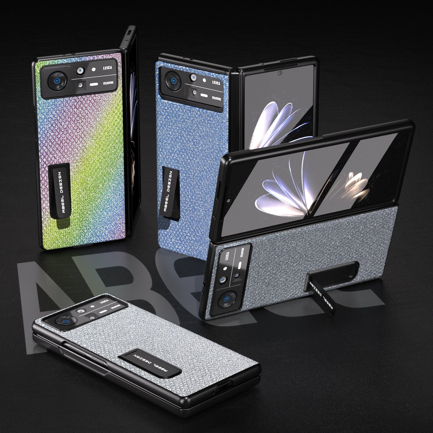 For Xiaomi Mix Fold 2 Integrated Diamond Series Black Edge Phone Case with Holder(Rainbow)
