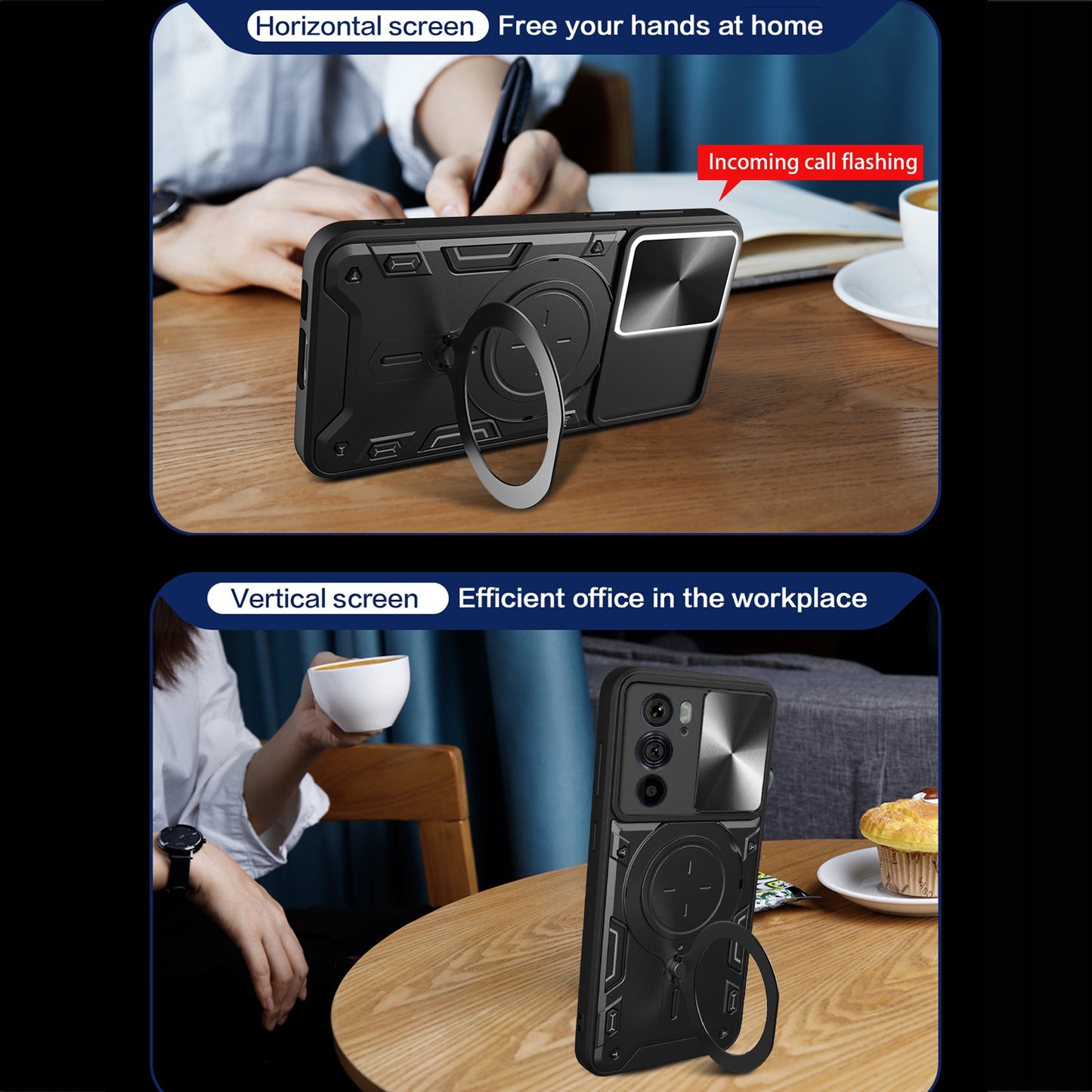 For Motorola Edge 30 Pro CD Texture Sliding Camshield Magnetic Holder Phone Case(Black)
