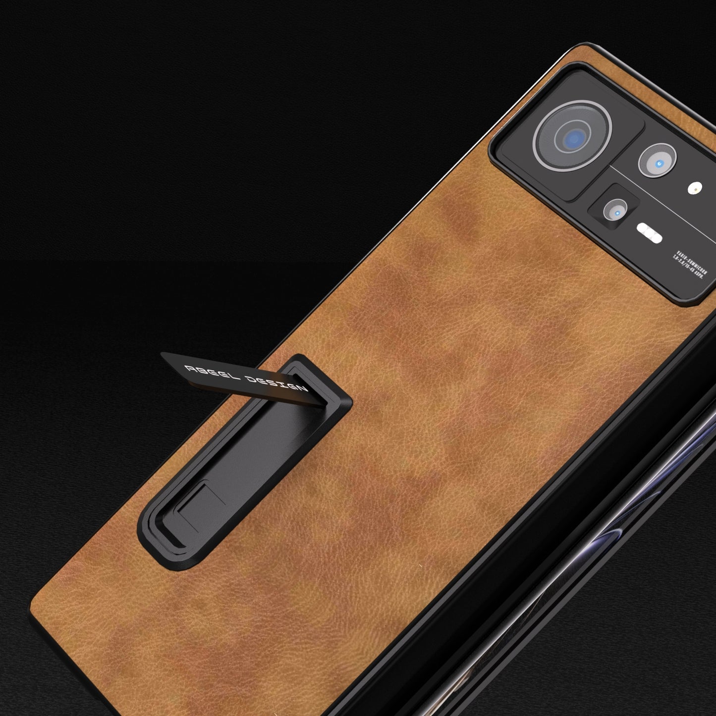 For Xiaomi Mix Fold 2 Integrated Retro Litchi Texture PU Phone Case with Holder(Brown)